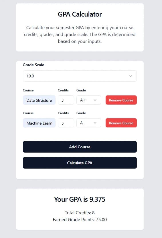 GPA Calculator Demo